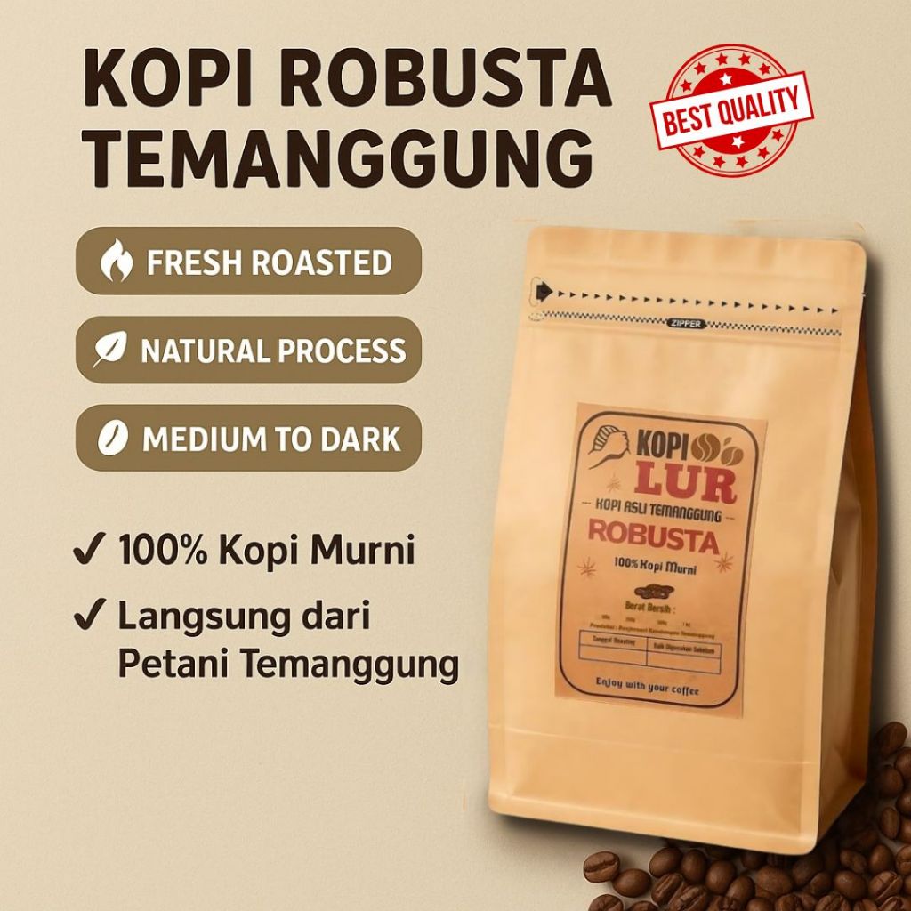 

Kopi Robusta Bubuk Temanggung 250g | Kopi Lur Petik Merah Single Origin 100% Murni