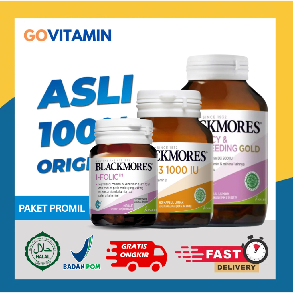Paket PROMIL PCOS - Blackmores i-folic, Pregnancy dan D3 isi 60