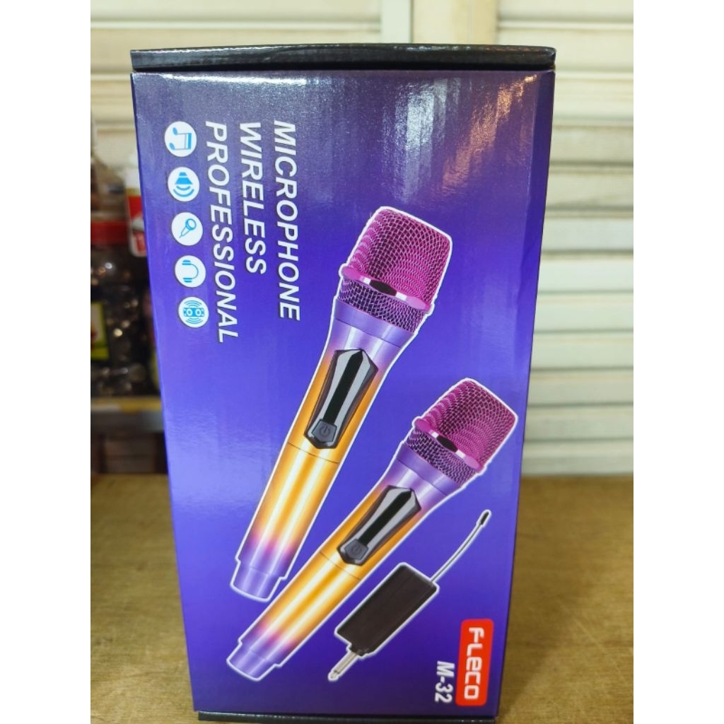 COD FLECO M-32 Mic Profesional Wireless Microphone mic tanpa kabel Fleco / Mic isi 2