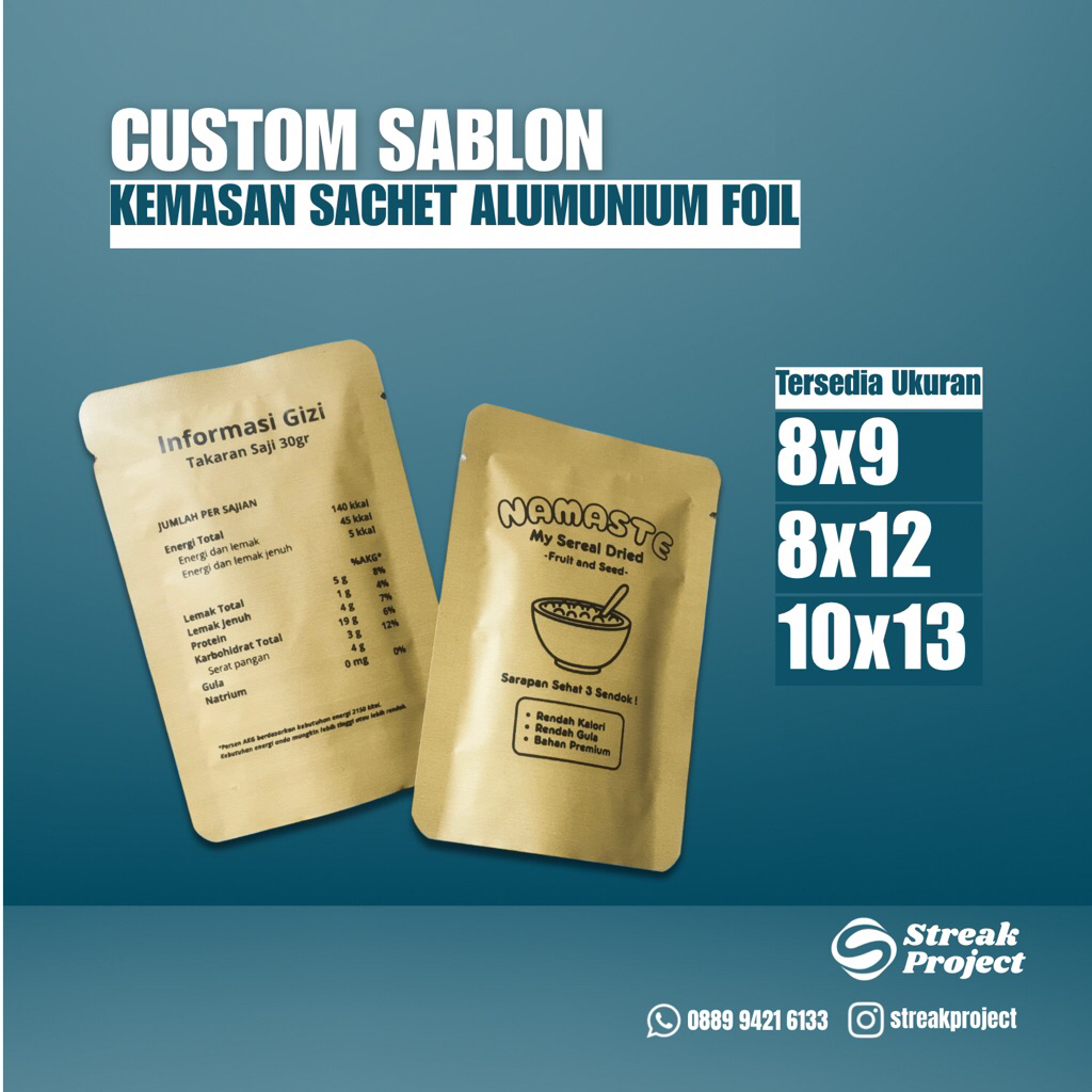(Custom Sablon) Kemasan Sachet Alumunium Foil