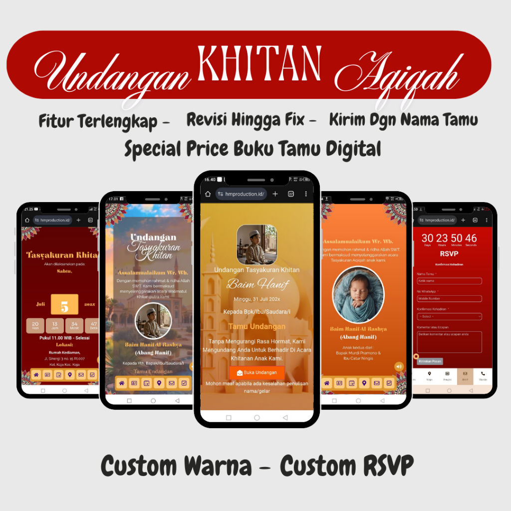 Undangan Digital Website Khitanan & Aqiqah Anak Animasi Motion Tasyakuran Khitan 3D Link Wa Online