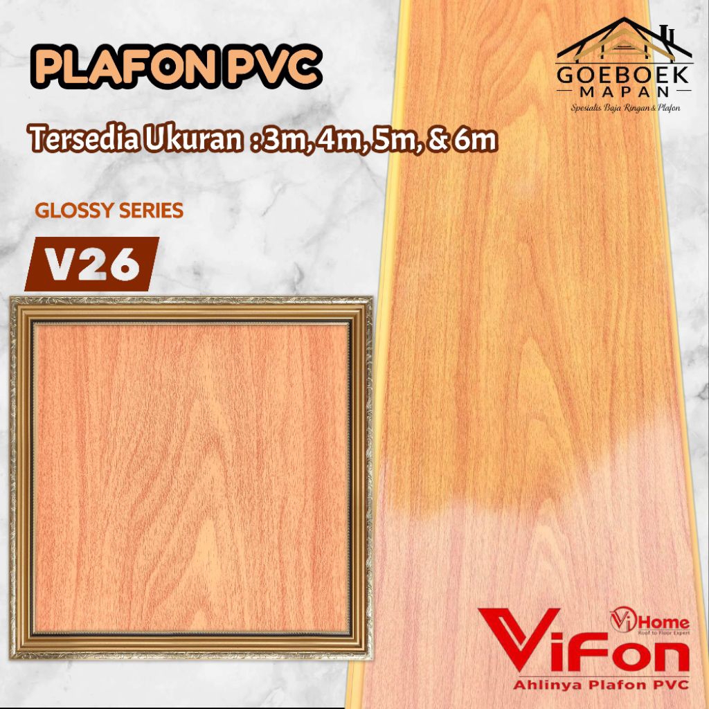 Vifon Ahlinya Plafon PVC  kode 26 8mm Glossy Series 3m, 4m, 5m, 6m