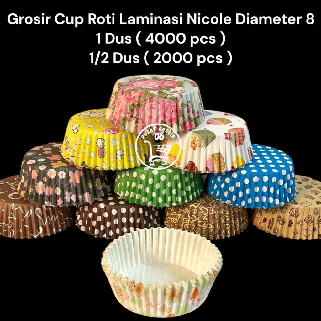 

1 Dus 4000 pcs Cup Roti Laminasi Nicole Bulat diameter 8 cm 200 pcs x 20 pack