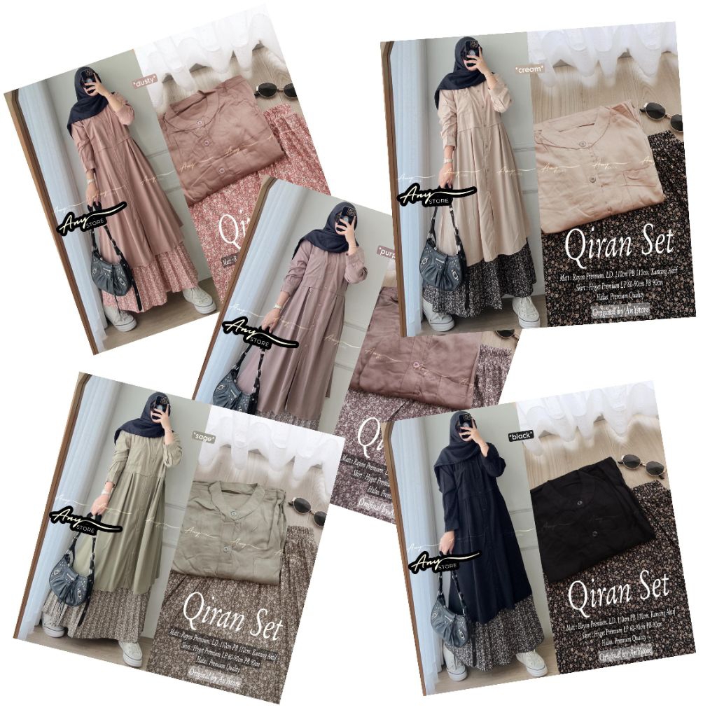 QIRAN SET SETELAN TUNIK RAYON PREMIUM DAN ROK PLISKET PANJANG HYGET PREMIUM