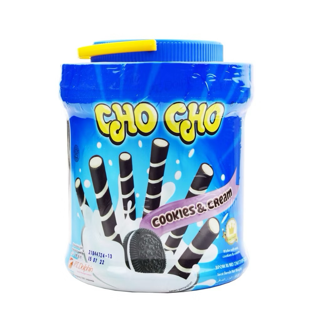 

CHO CHO WAFER STICK ROLL COOKIES N CREAM 500gram