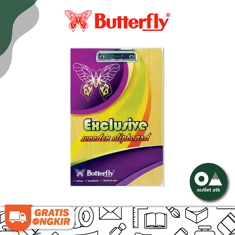 

Papan Jalan Kayu Wooden Clipboard F4 Folio Butterfly