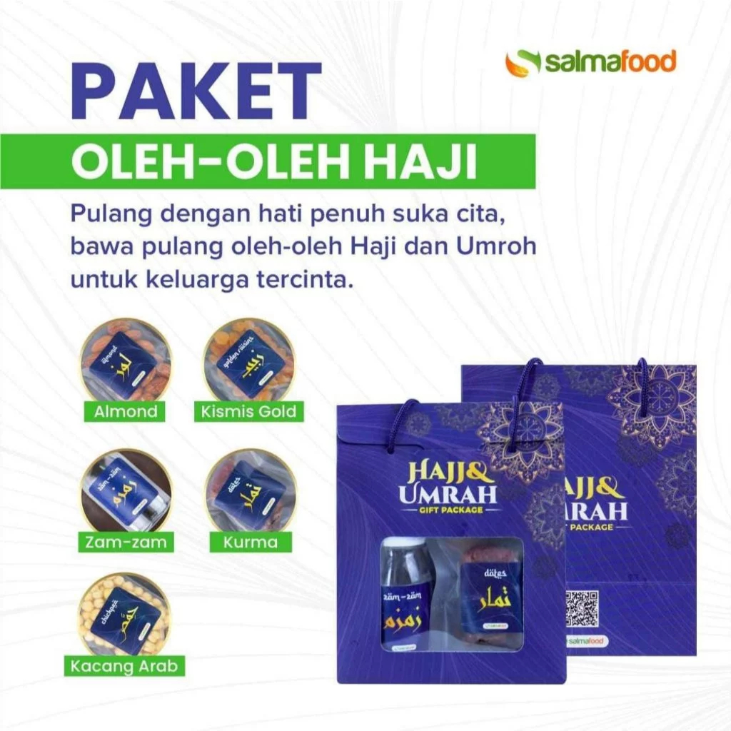 

Paket Oleh Oleh Haji Dan Umrah Souvenir Gift Hampers Air Zam zam Kismis Kacang Arab Almond Kurma