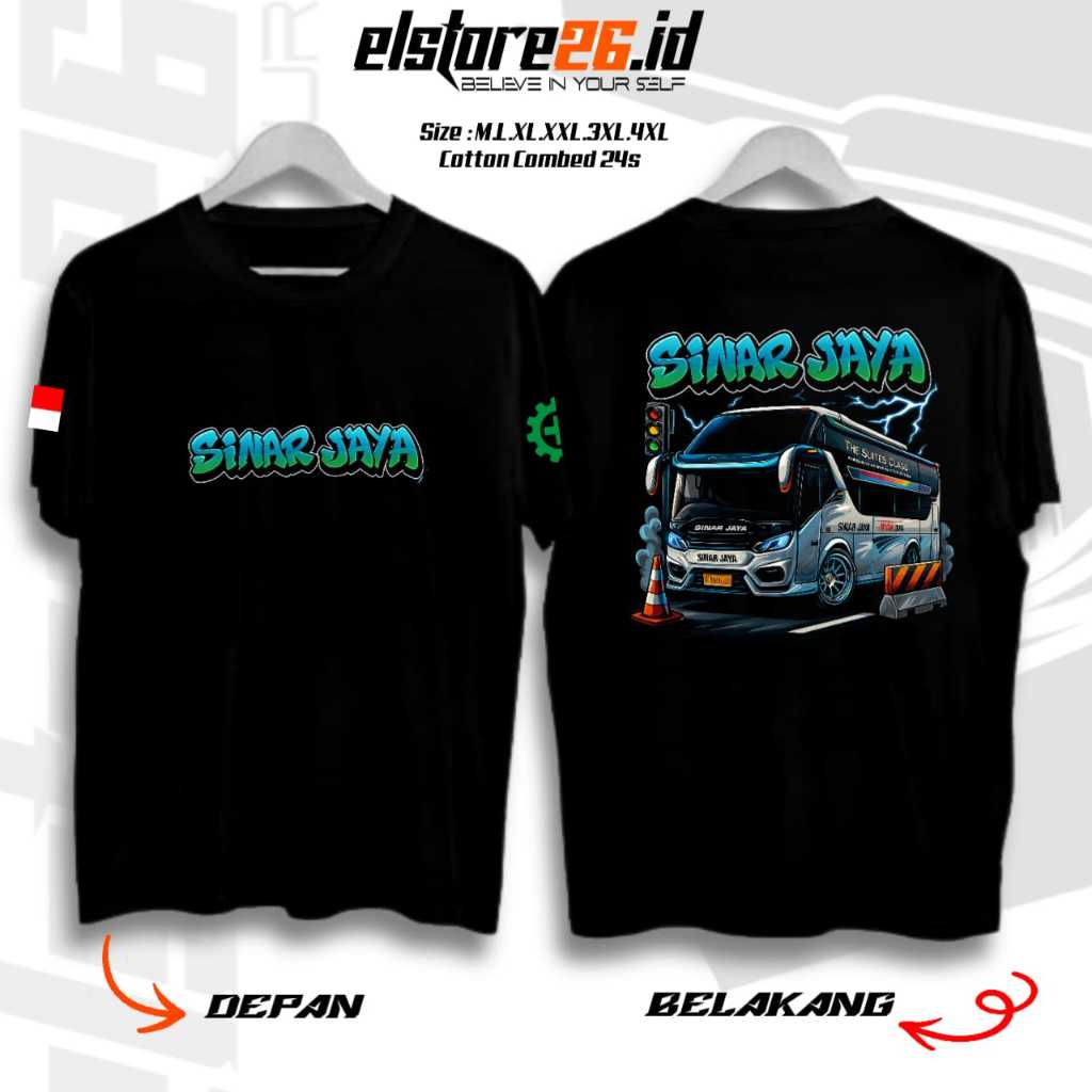 ELSTORE Baju Kaos  BUS SINAR JAYA | Kaos Otomotif Katun Pria & Wanita