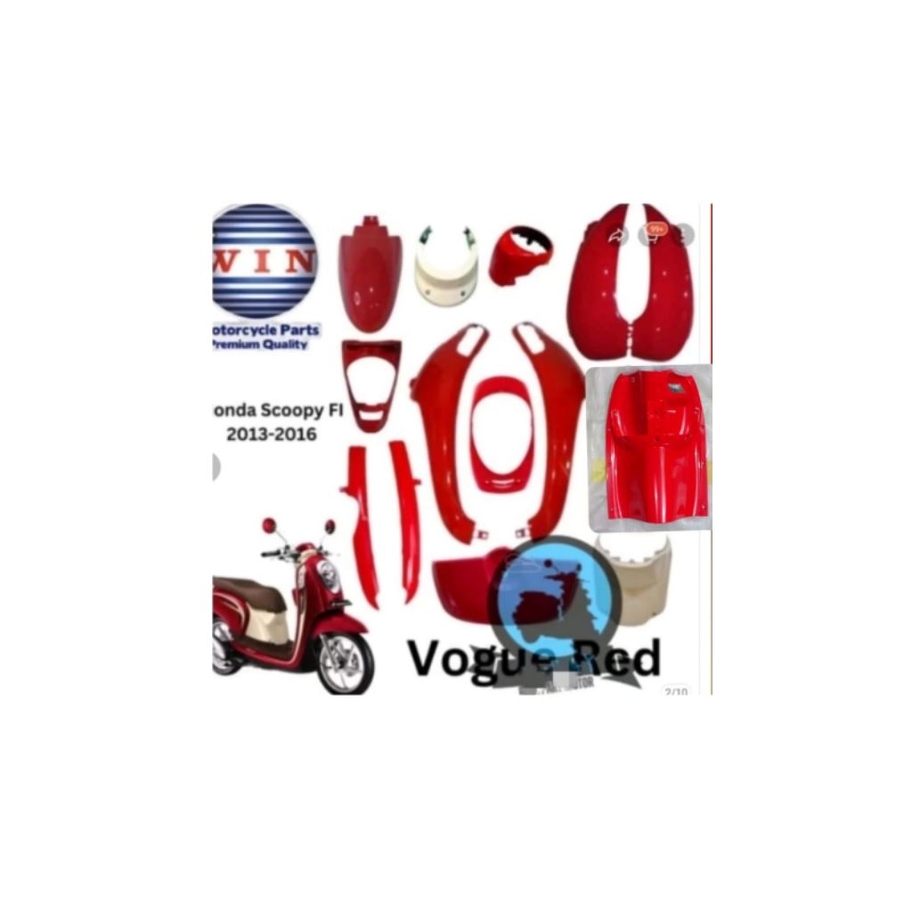 Body komplit kilat Scoopy fi lama 2013 2014 2015 2016 merah cream  Vogue red