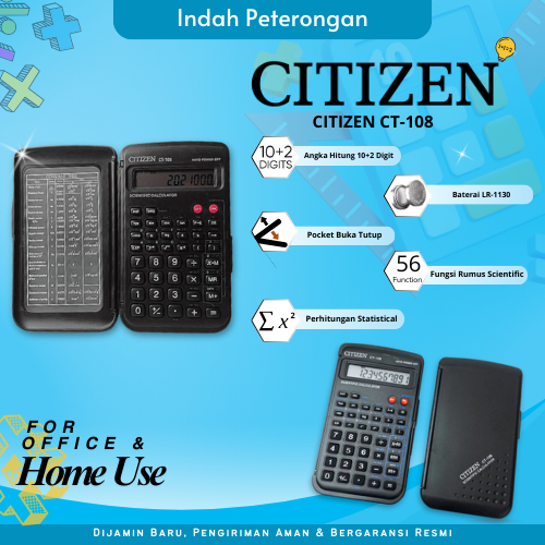 

Kalkulator Scientific Citizen CT-108 CT-109 / Kalkulator Citizen Murah / Kalkulator Ilmiah