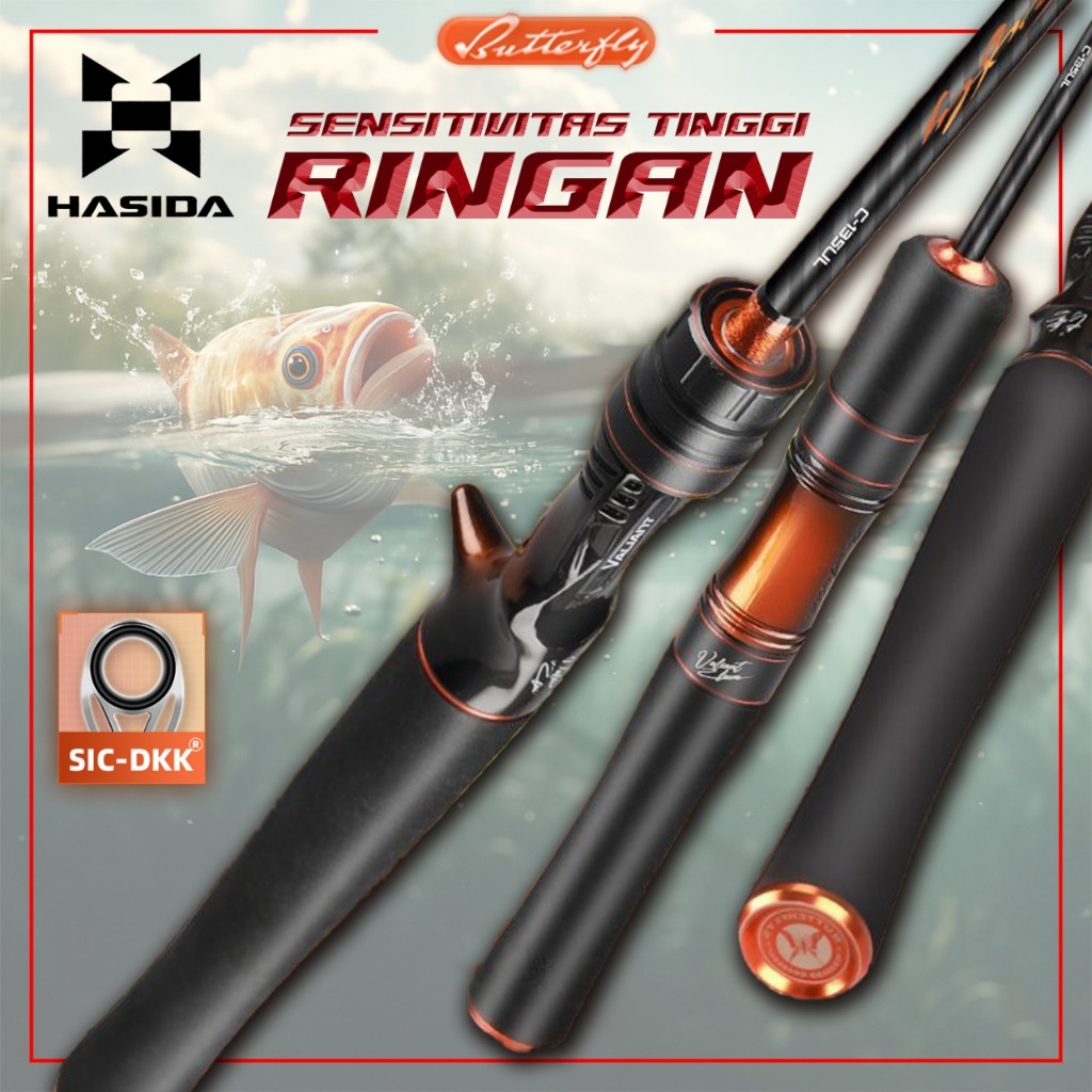 PHISSE Joran Premium Butterfly Hasida – Handle Nyaman, SIC Ring, 180cm/Best Seller Joran Karbon 40T 