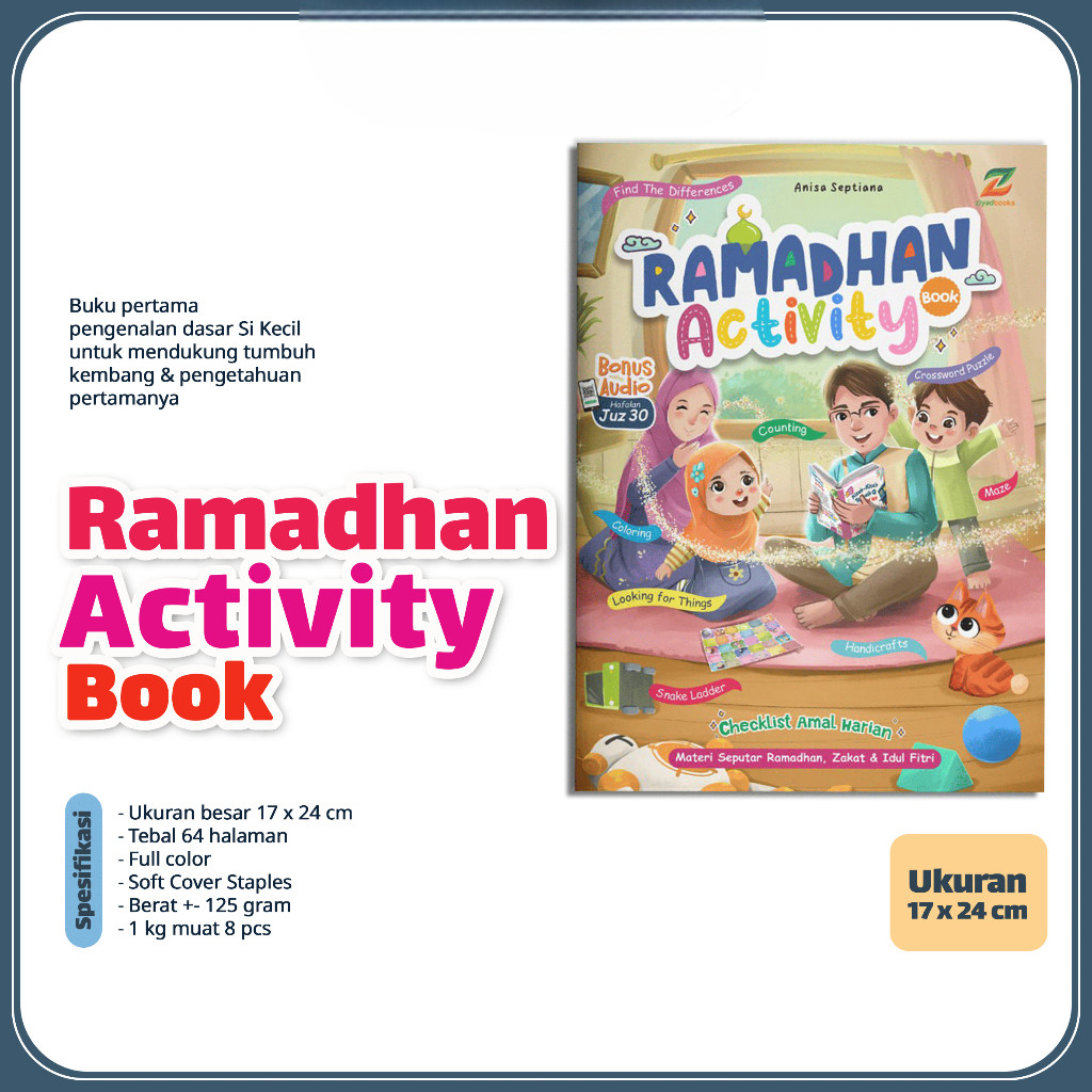 Buku Aktivitas Ramadhan Anak - Ramadhan Activity Book - Buku Kegiatan Ramadhan TPQ, SD, MI, TK - Ziy