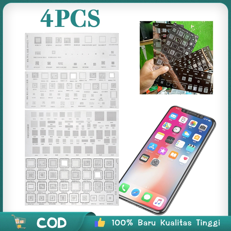 Template Reball BGA Plat Amaoe 4Pcs/Set - Stencil Universal Cetakan IC CPU A467 A482 A508 untuk Chip
