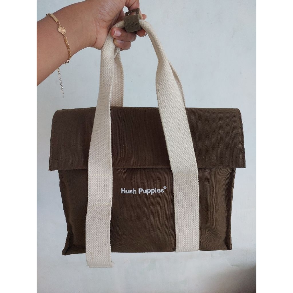 Preloved Hush Puppies Kanvas Flap Bag Olive Original