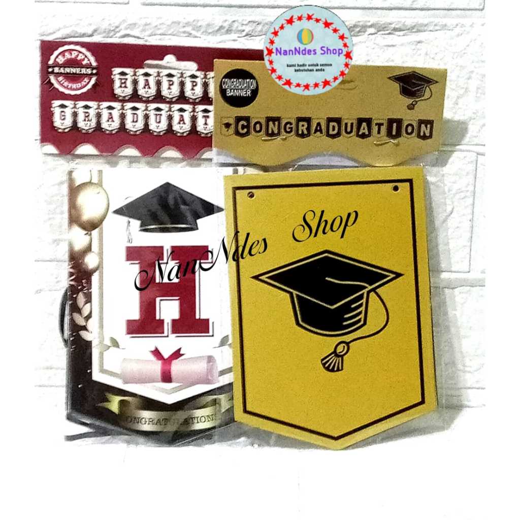 Banner Happy Graduation Tema Toga Backdrop Wisuda Kelulusan