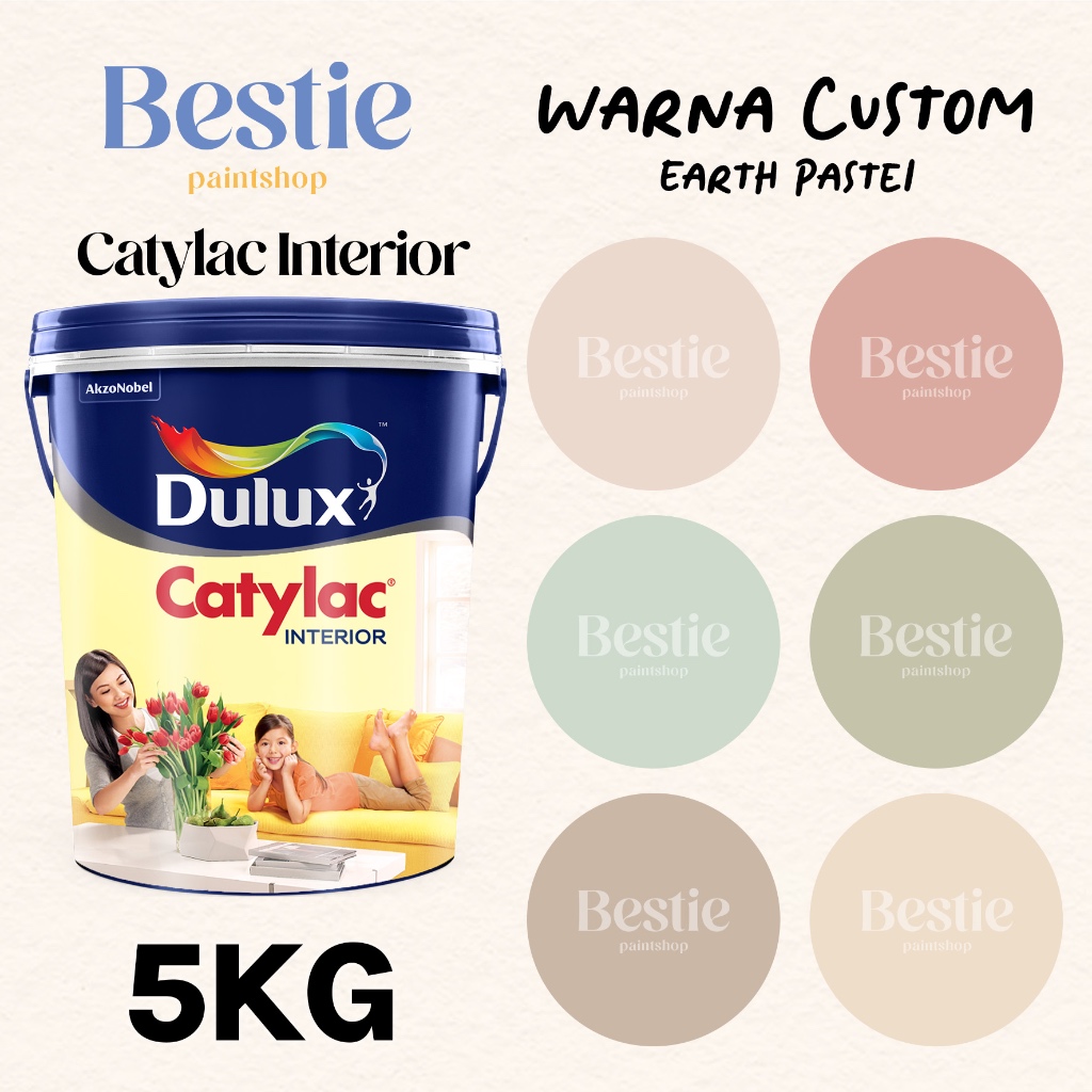 CAT TEMBOK DULUX CATYLAC INTERIOR 5 KG / WARNA CUSTOM / CHARMING COOKIE / AFRICAN GLOW / SPRAY GREEN