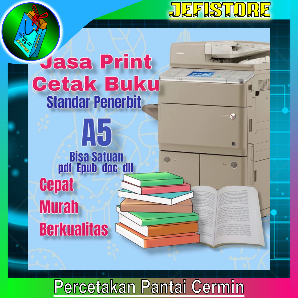 

Jasa Print Cetak Buku | Novel | Kitab | dll { A5 } - Jefistore Pantai Cermin