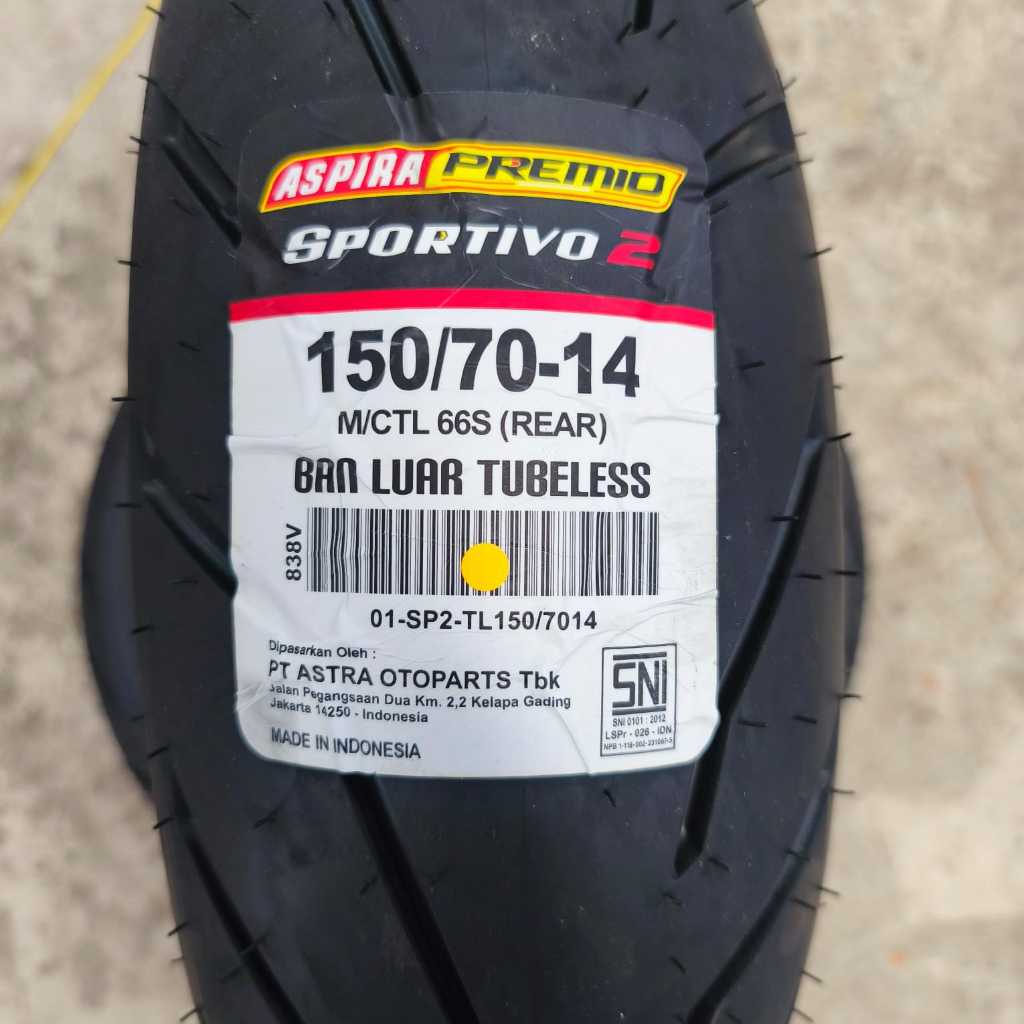 ( SPORTIVO 2 ) 150 70 14 Ban AEROX XMAX FORZA UPSIZE ASPIRA PREMIO Dual compound TUBELES FREE PENTIL