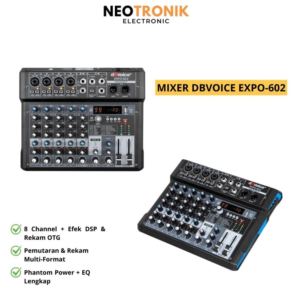 DBVOICE Mixer Audio EXPO 602 | 8 Channel Professional Sound Mixer