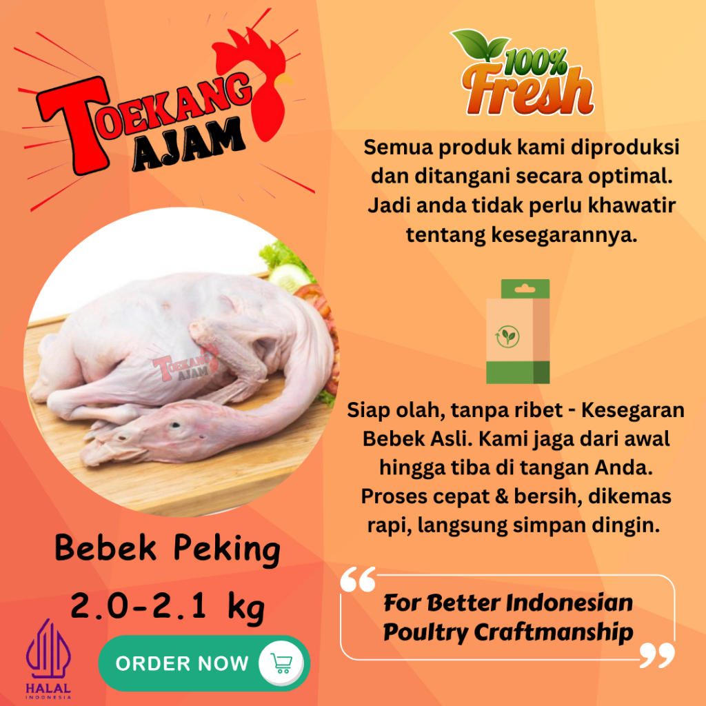 

BEBEK PEKING 2 KG / DAGING BEBEK DENGAN KEPALA BERAT 2 KG