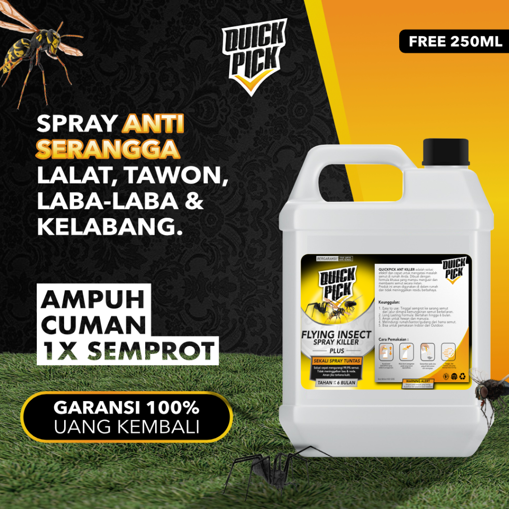 SPRAY ANTI SERANGGA QUICKPICK (GRATIS 250ML) Aromatic Spray Pembasmi LALAT, LABA LABA, TAWON, KELABA