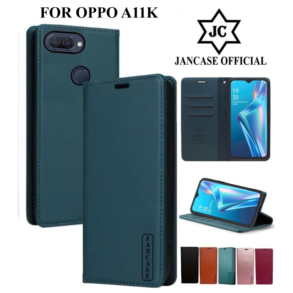 JANCASE FLIP WALLET UNTUK OPPO A11K cover premium  casing dompet handphone