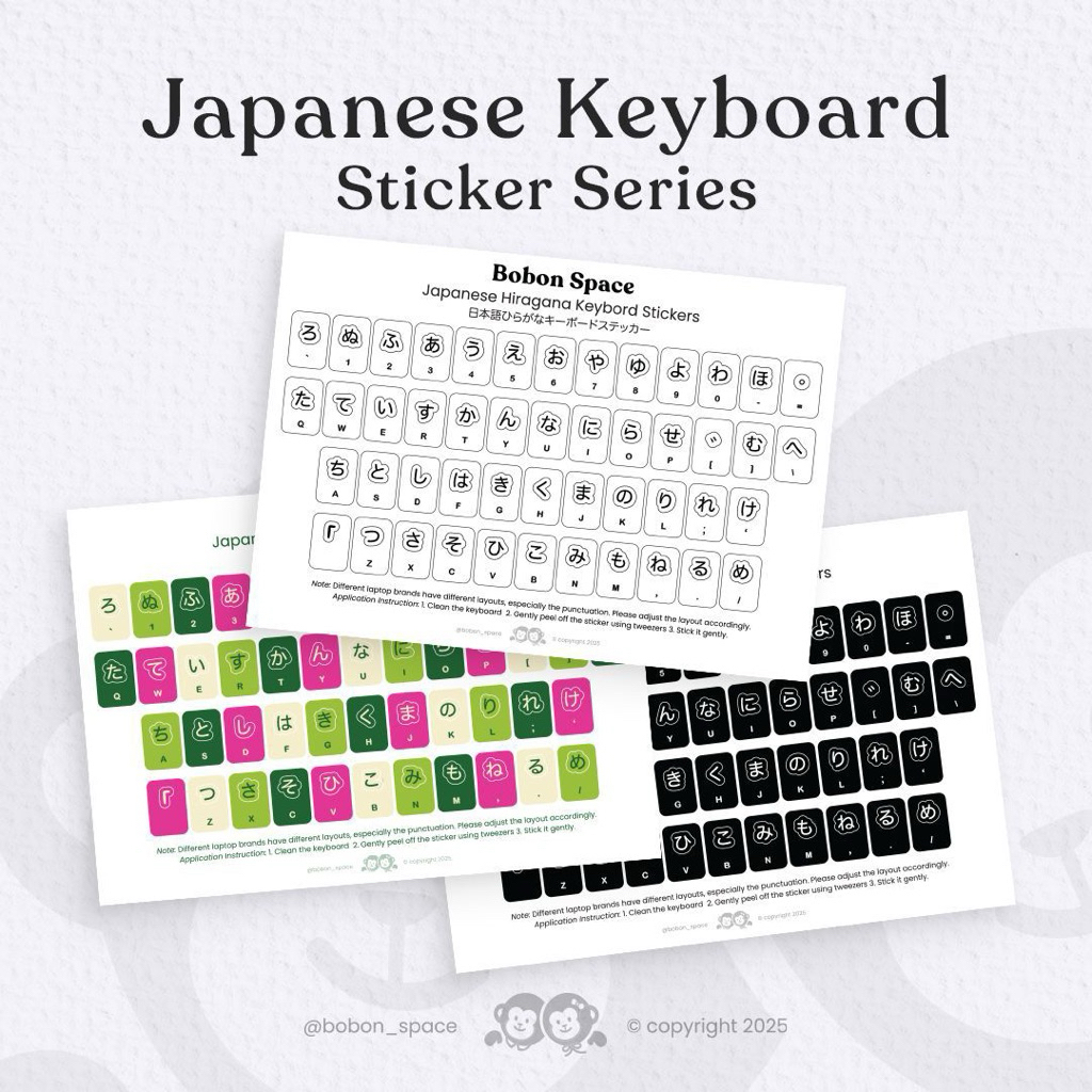 

STICKER SHEET HIRAGANA KEYBOARD | STIKER VYNIL HURUF JEPANG JAPANESE MACBOOK WINDOWS WATERPROOF