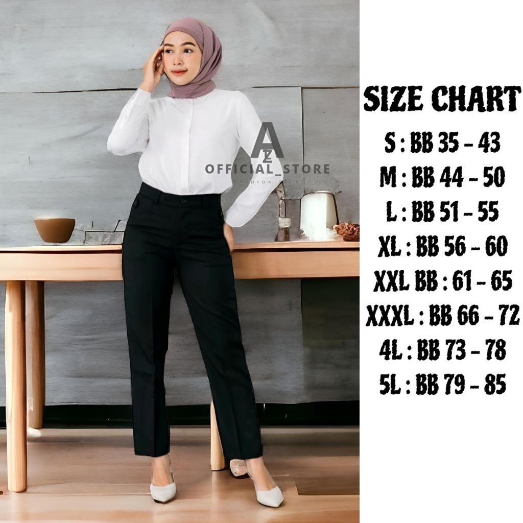 Celana Kerja Wanita Jumbo Highwaist Premium Pinggang Kancing Bahan Gabardin Tebal Premium - DEJIFA
