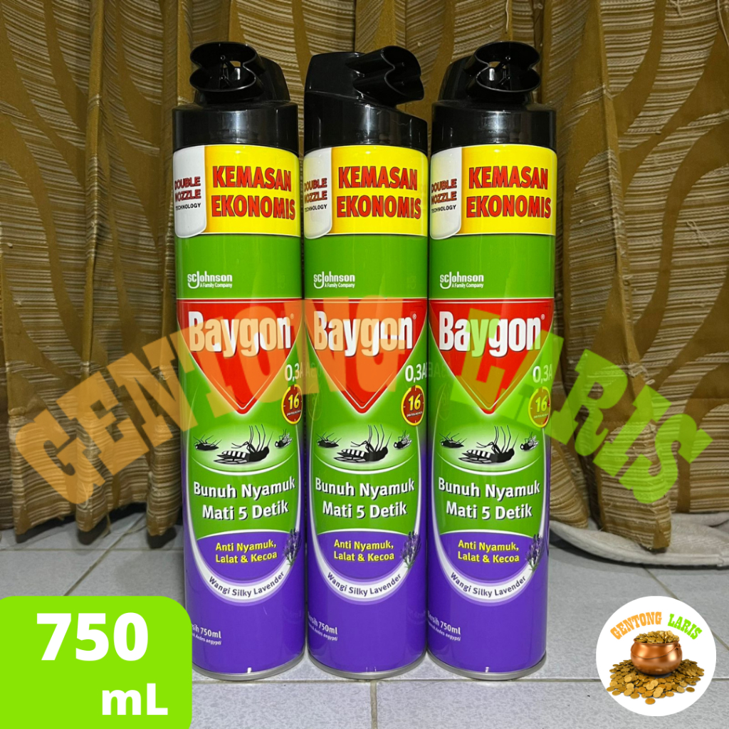 Baygon Aerosol 750 ml Obat Nyamuk Spray Semprot Silky Lavender
