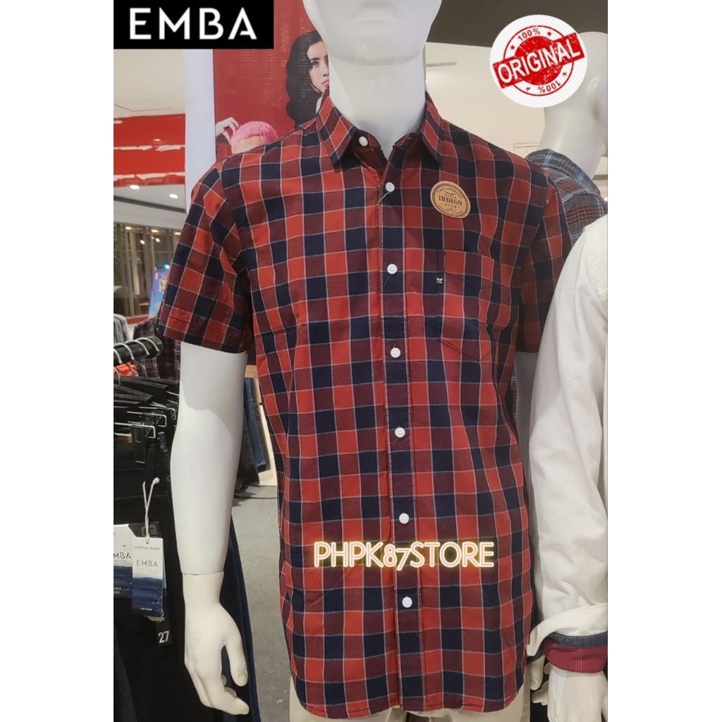 KEMEJA PENDEK PRIA ORIGINAL MEREK EMBA CLASSIC