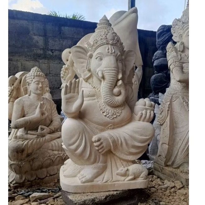 Patung Ganesha 75cm Batu alam