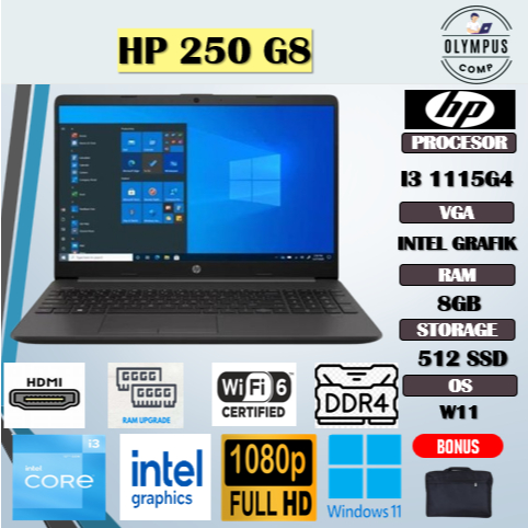 HP 250 G8 I3 1115G4 8GB 512GB W11 15.6FHD