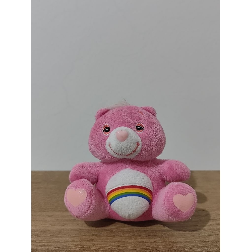 Gantungan kunci / Hiasan gantungan kaca Care Bears pink
