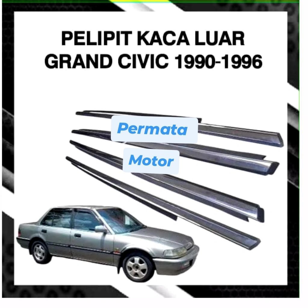 karet pelipit kaca pintu bagian luar honda grand civic 1990-1996