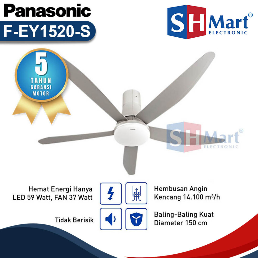 CEILING FAN PANASONIC 60 INCH FEY1520 / FEY-1520 KIPAS ANGIN GANTUNG WITH LAMPU LED GARANSI RESMI