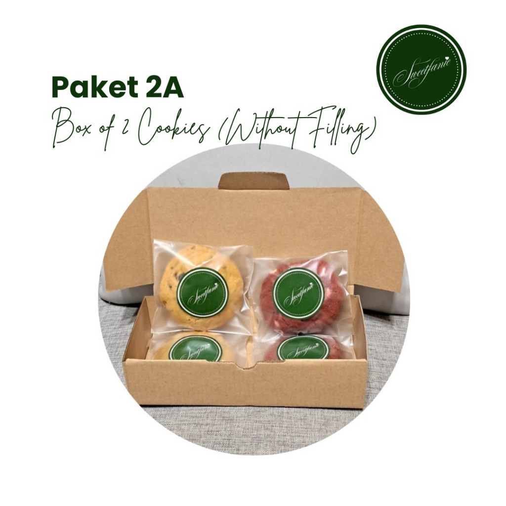 

Paket 2A - Box of 2 Cookies Sweetfanie Without Filling | Classic Choco Chips / Red Velvet