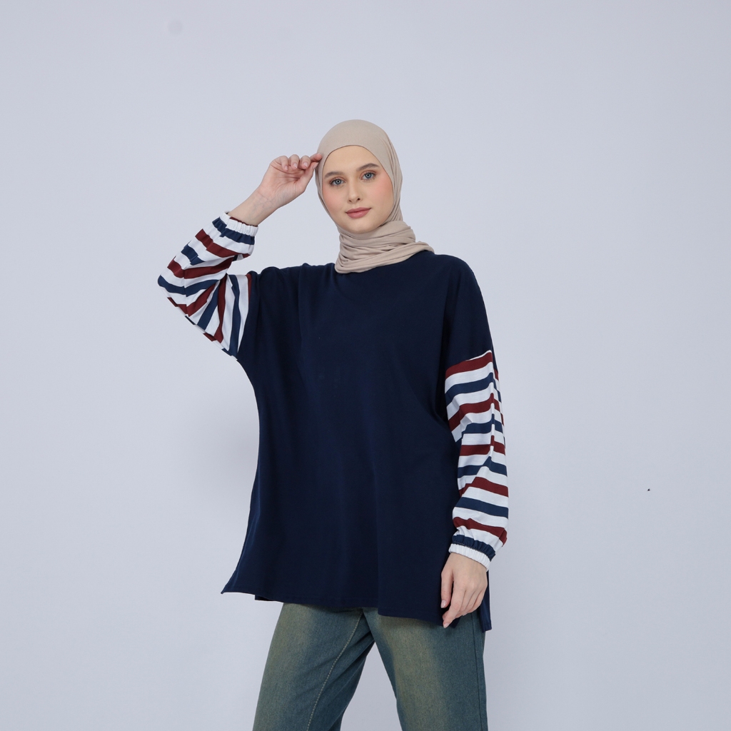 Top Oversized Baju Wanita Muslim Lengan Balon Karet