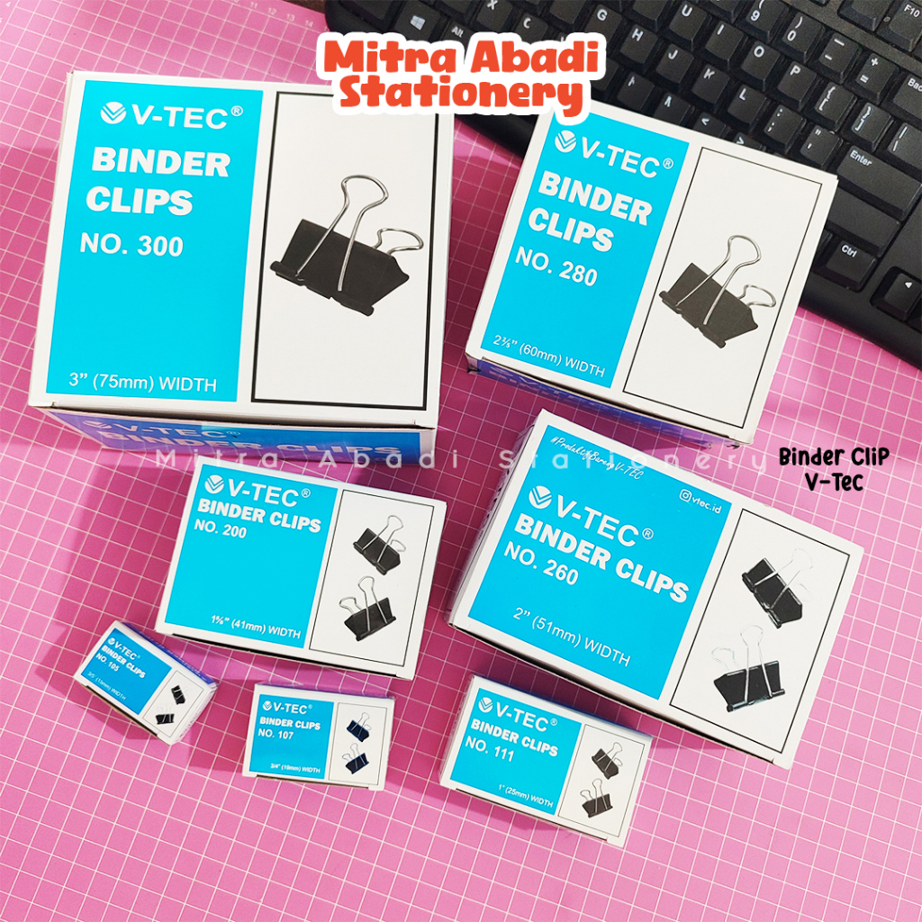 (1 PACK) BINDER CLIP VTEC / 280 300 310 PENJEPIT KERTAS PAPER KLIP BESI STATIONERY MURAH LENGKAP