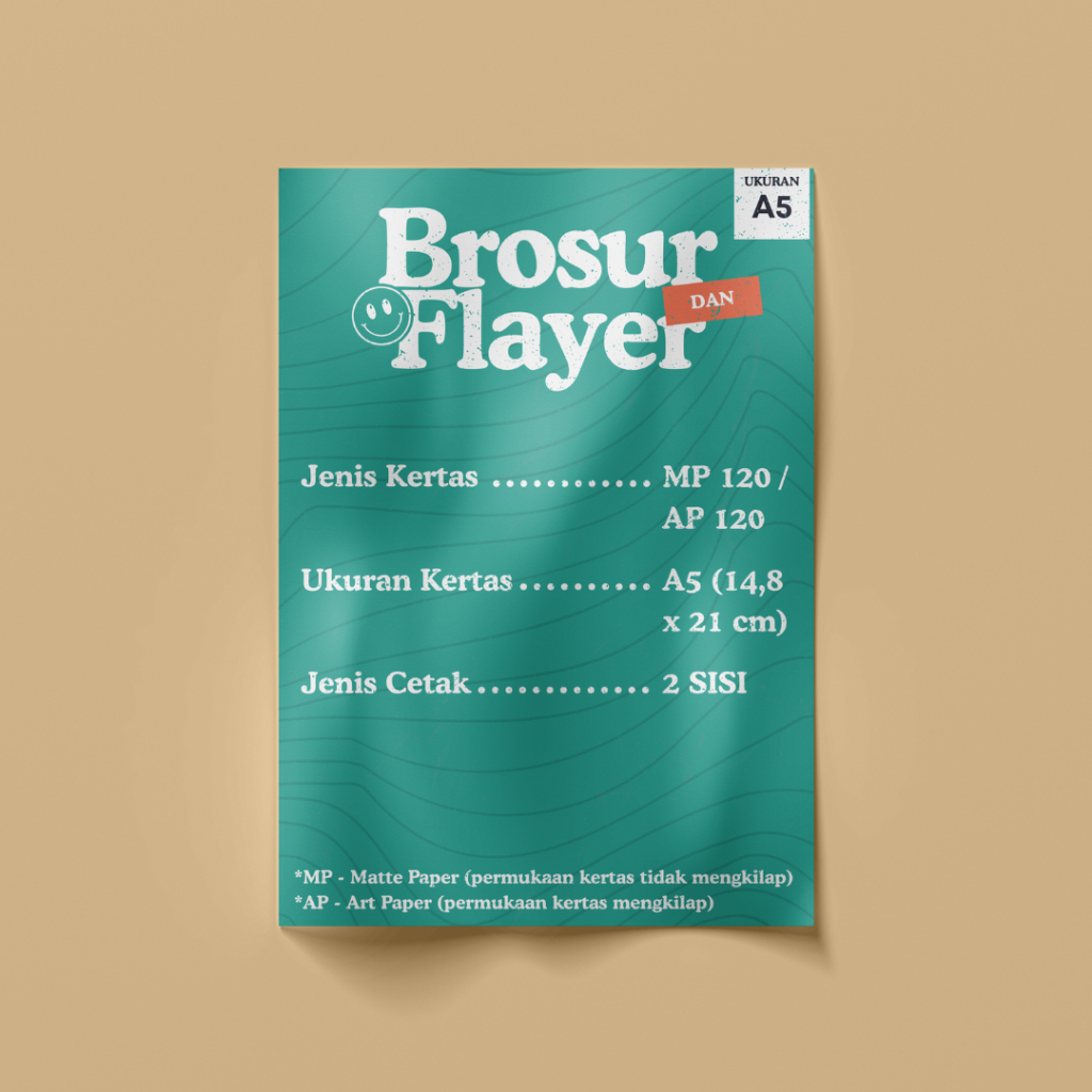 

Brosur Flyer Leaflet A5 2 Sisi Bolak Balik Art Paper 120 Fullcolor - Custom Desain