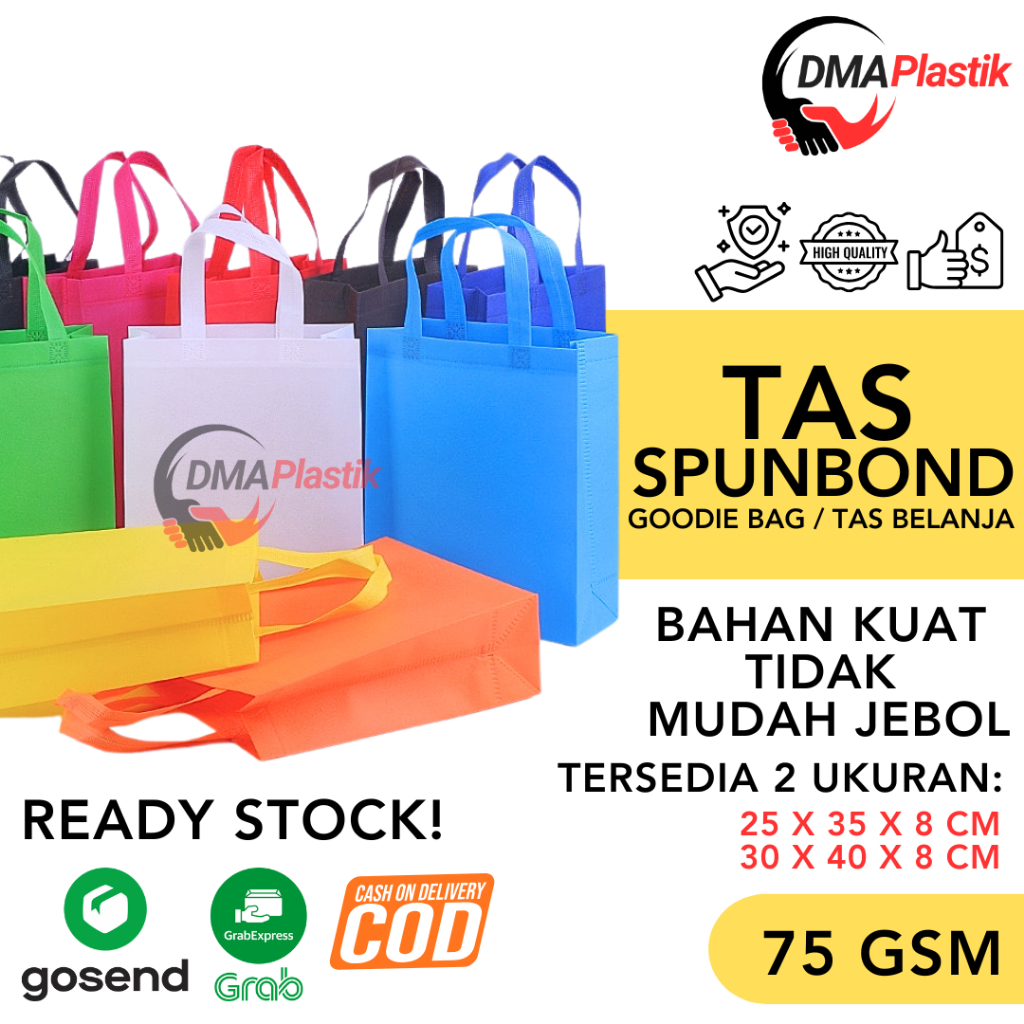

Spunbond Goodie Bag/ Tas Belanja Model Tali Handle Lipat Samping/ HLS /Kantong Kain / Tas Tali