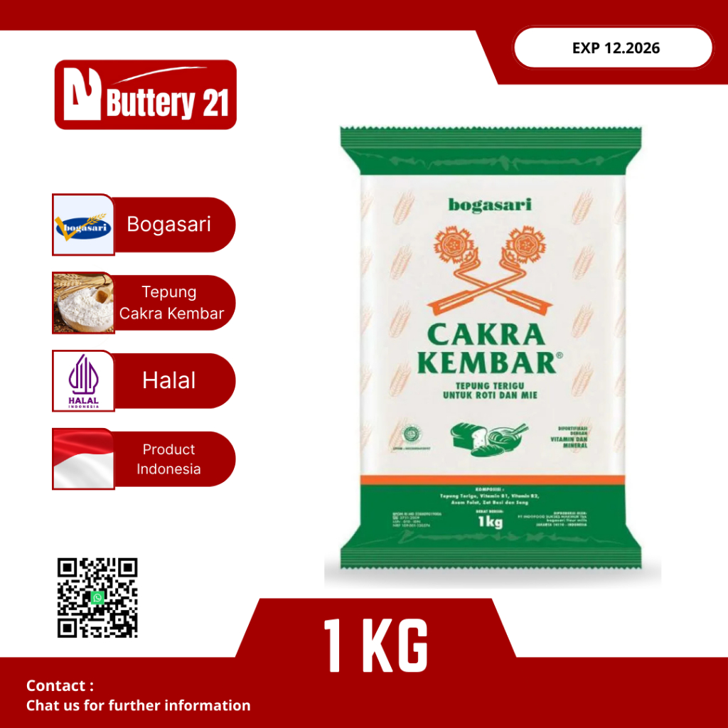 

TEPUNG CAKRA KEMBAR HIJAU 1 KG/TEPUNG TERIGU CAKRA HIJAU/CAKRA KEMBAR EKONOMIS