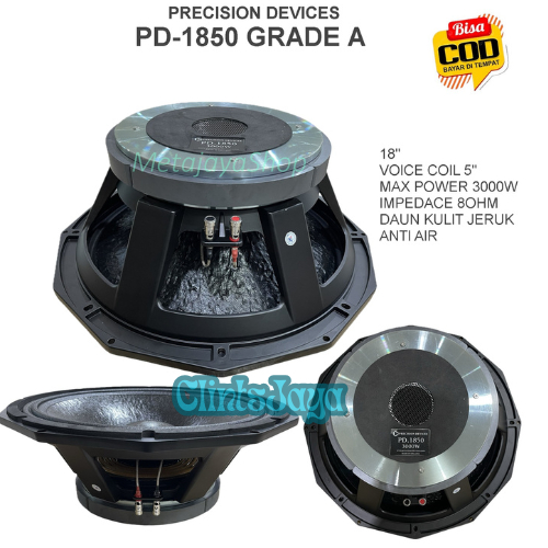 SPEAKER COMPONENT PRECISION DEVICES 18 INCH PD-1850 VOICE COIL 5'' GRADE A DAUN KULIT JERUK