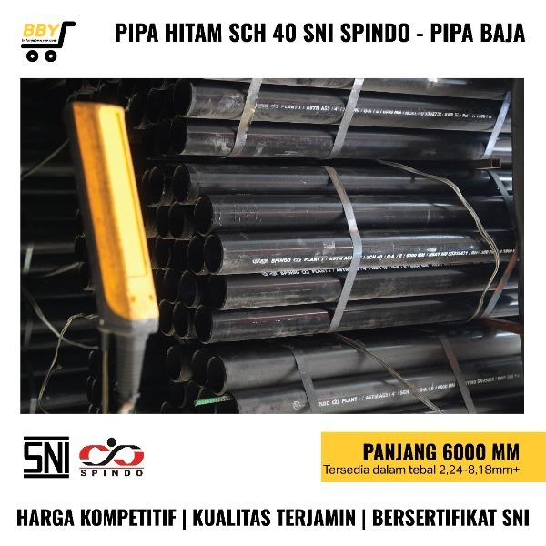 Pipa Hitam Sch 40 - ASTM A53 Grade A (ERW) 2'' - 6'' X 6 Meter Welded