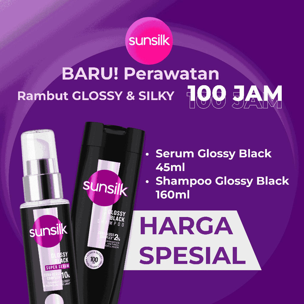 [BUNDLE] Sunsilk Shampoo Glossy Black 160 ml + Sunsilk Super Serum Glossy Black 45 ml