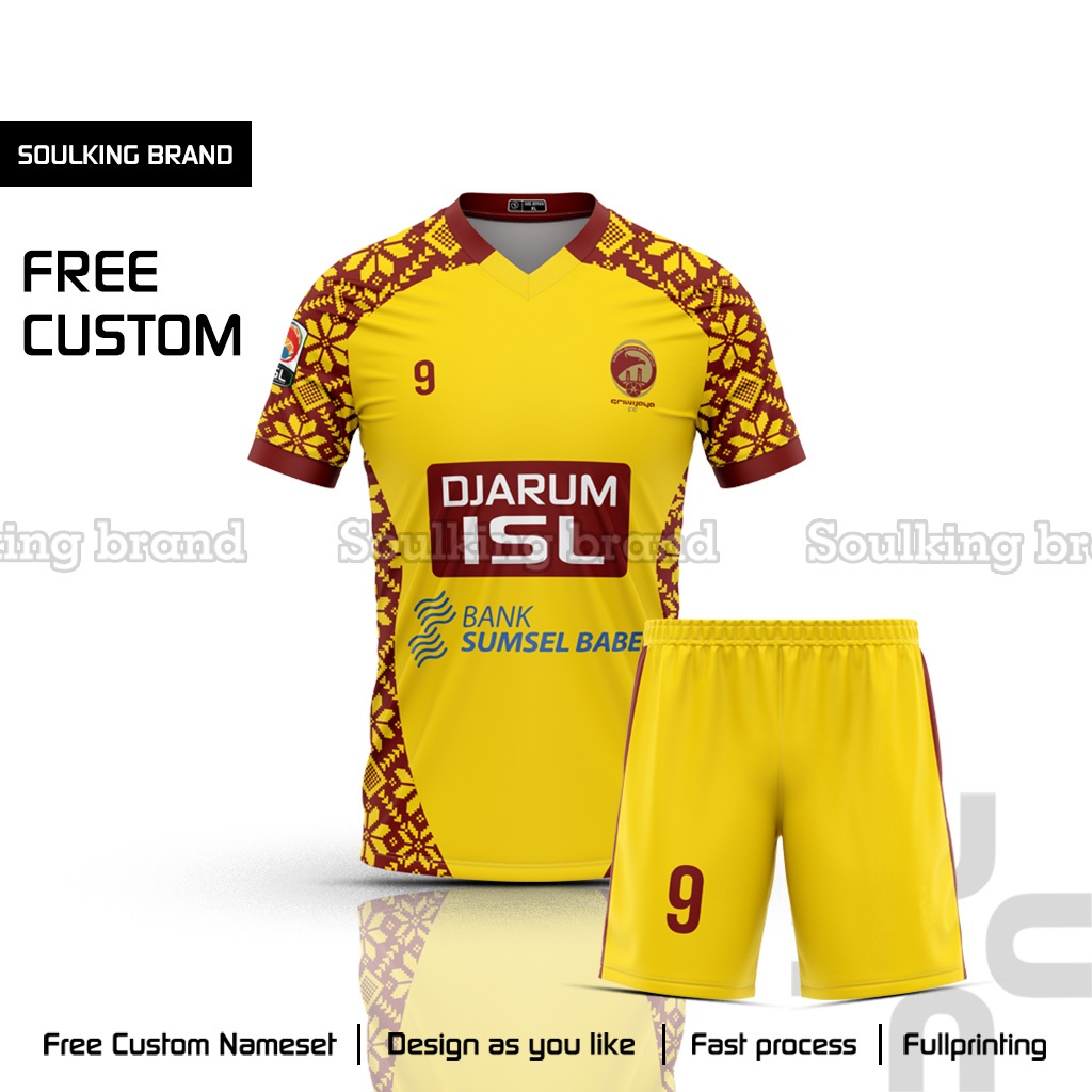 Baju Bola Sriwijaya Fc 2011 - 2012  Home Liga 2 Indonesia Free Custom Nama Warna Kuning
