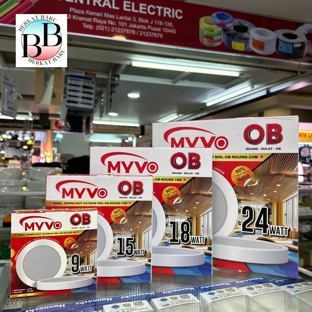 Lampu LED Outbow Bulat MYVO 9 / 15 / 18 / 24 Watt (Cahaya Putih / Cahaya Kuning)