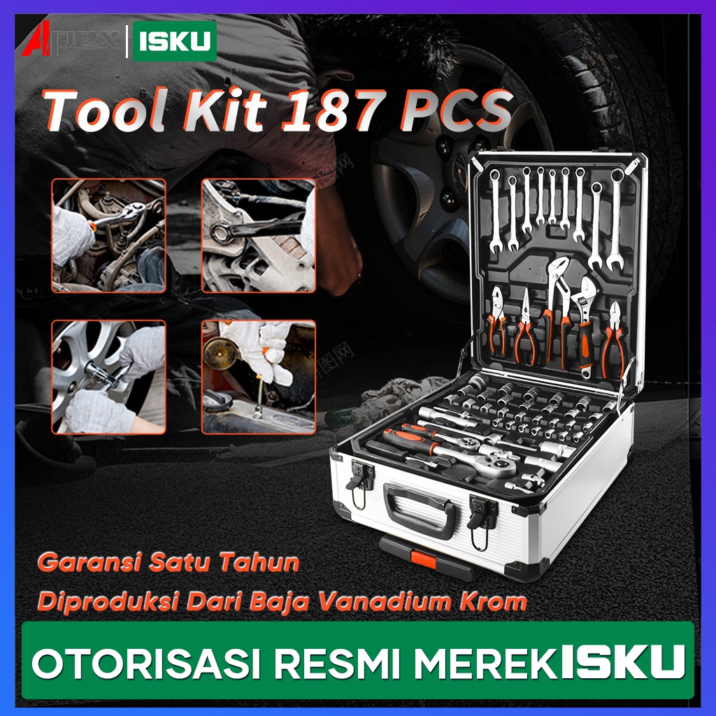 Tool Kit Set 187 PCS Perkakas Bengkel/Tool box set/Perkakas Bengkel/Alat Bengkel Perkakas Lengkap/ku