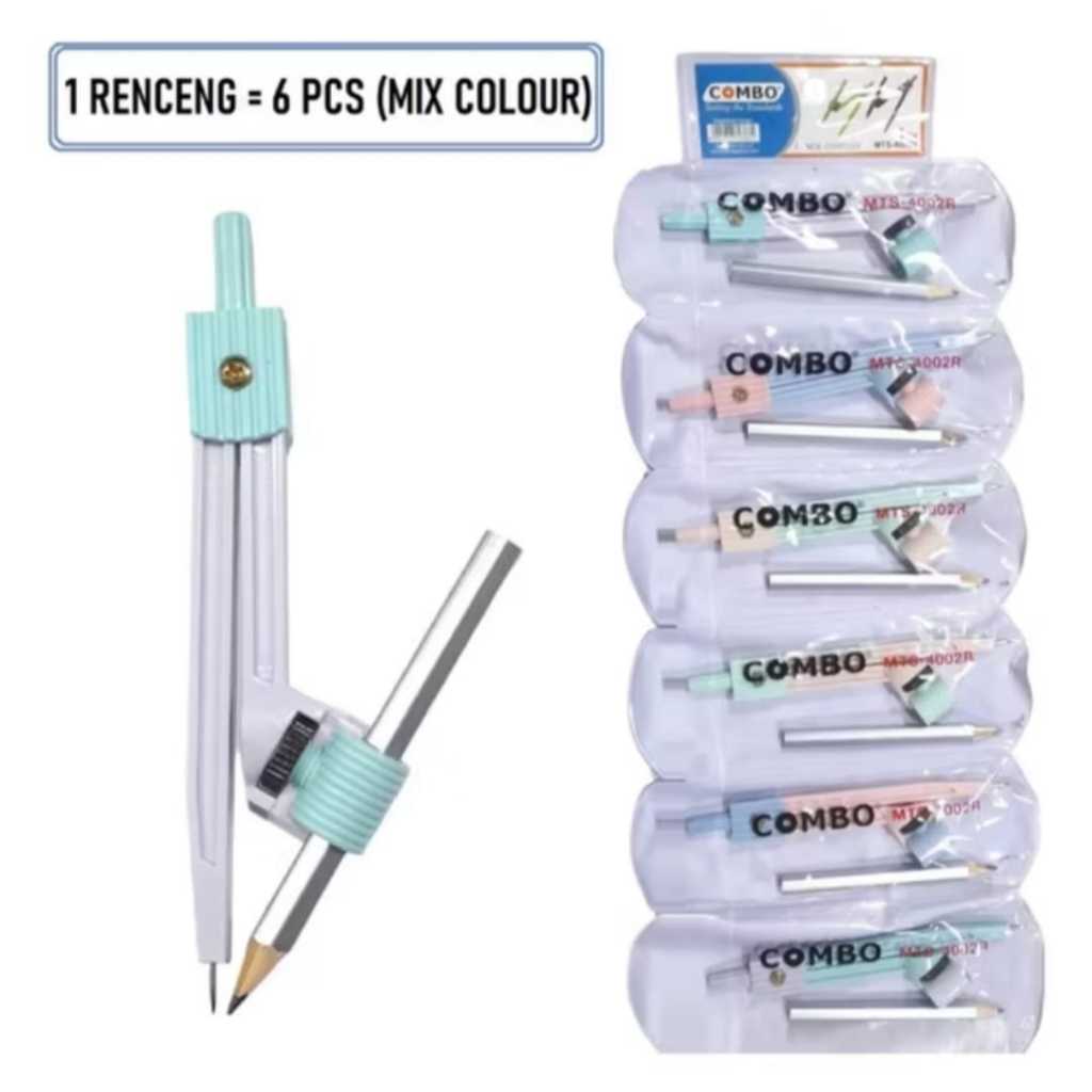 

GROSIR (6PCS) Jangka Compass / Jangka Matematika / Pencil Compass / Jangka Set Pensil MTS-4002R Combo