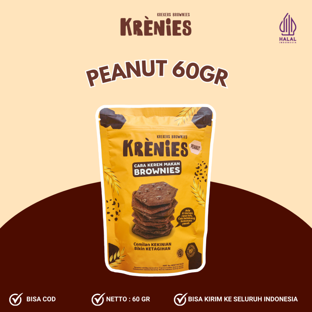 

Krenies Brownies Kering Renyah Peanut 60gr