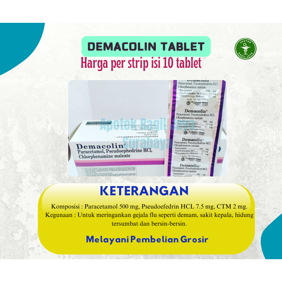 DEMACOLIN  OBAT FLU | OBAT DEMAM | DEMACOLIN TABLET 500 MG